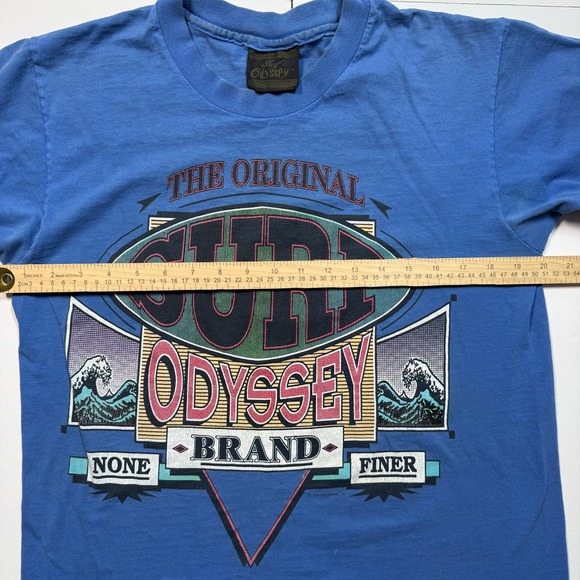 Vintage Surf Odyssey Shirt Mens Medium Blue Surf Graphic Tee 90s Retro - Picture 6 of 6